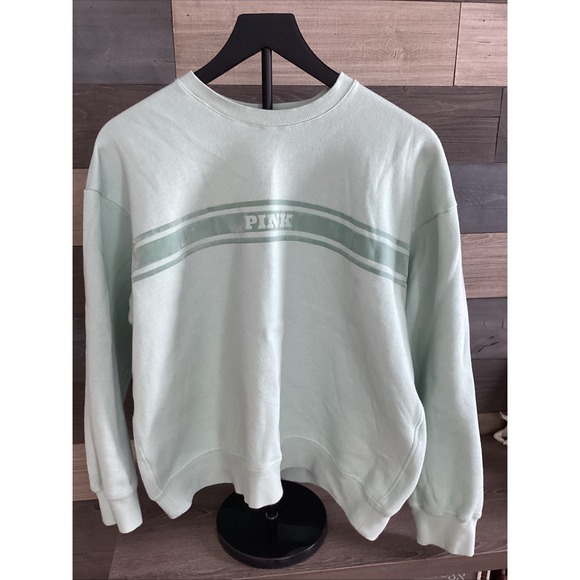 Victoria Secret PINK Mint Green Size Large Pullover Sweatshirt Softtt - Picture 1 of 5